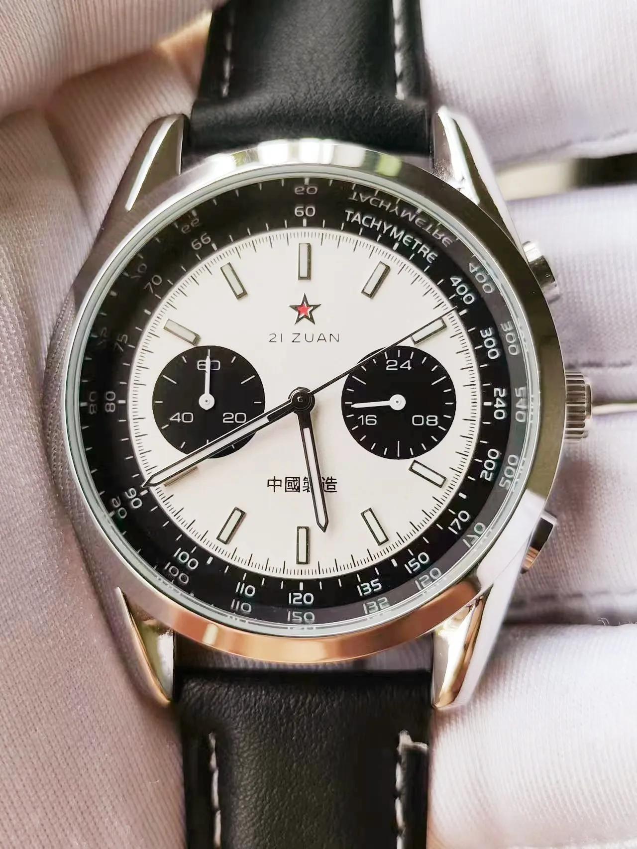 1963 크로노그래프 파일럿 다기능 야간 조명 팬더 팬 탑 항공 비행 1963 시계, 맞춤형 밀리터리 터프 가이 시계